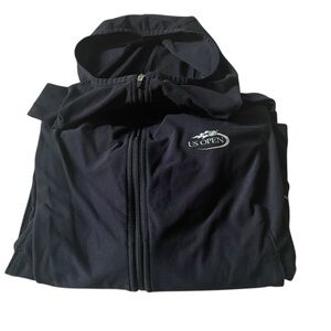 US Open Black Hooded Zip-Up Jacket for Women